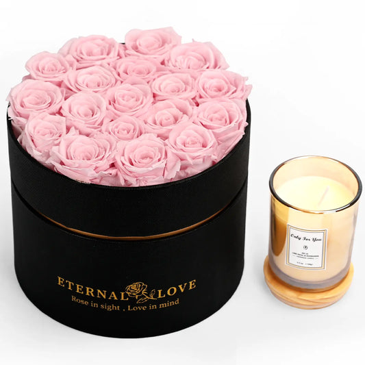 LIFELUM Forever Flowers with Scented Candle in Box-Pink Roses_0