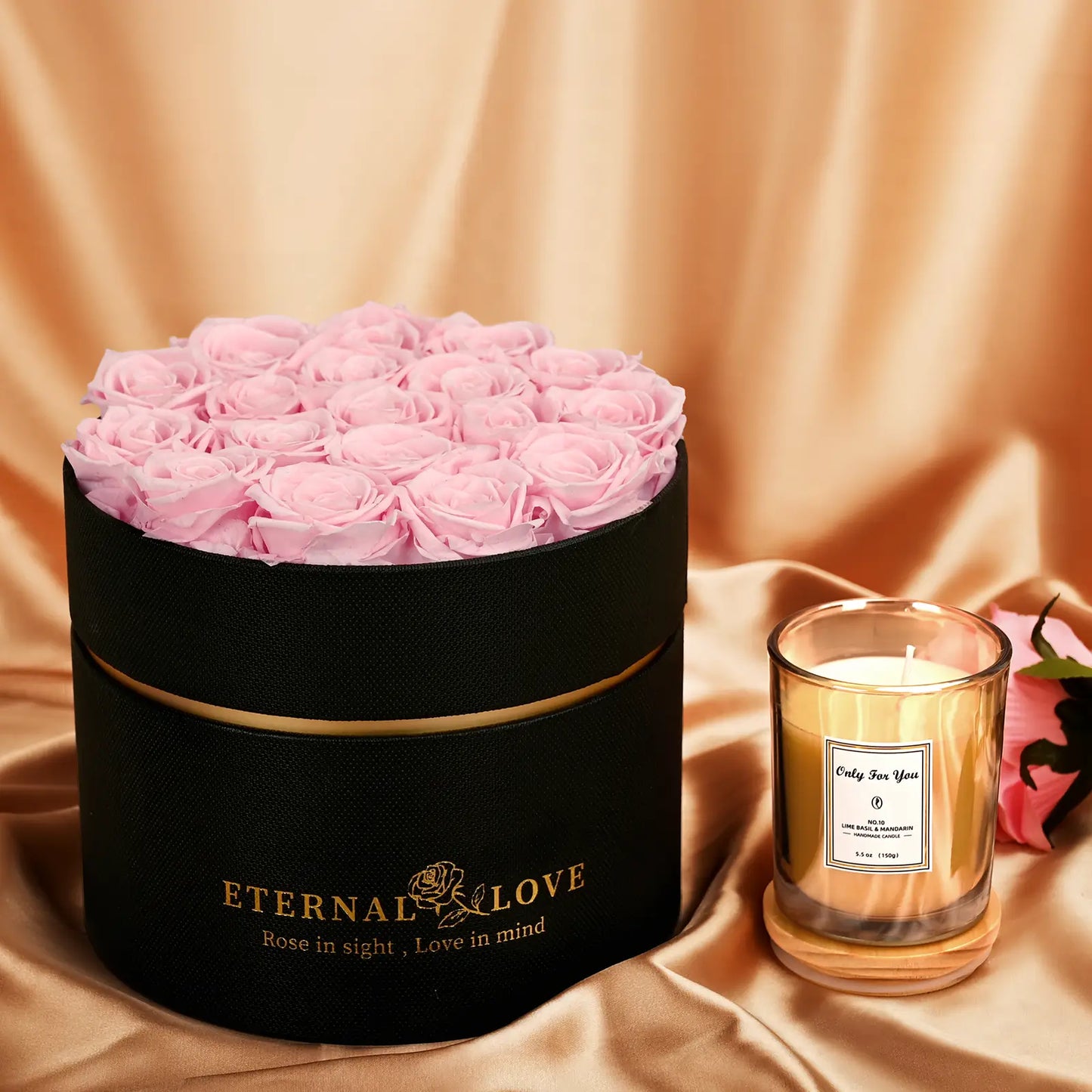 LIFELUM Forever Flowers with Scented Candle in Box-Pink Roses_1