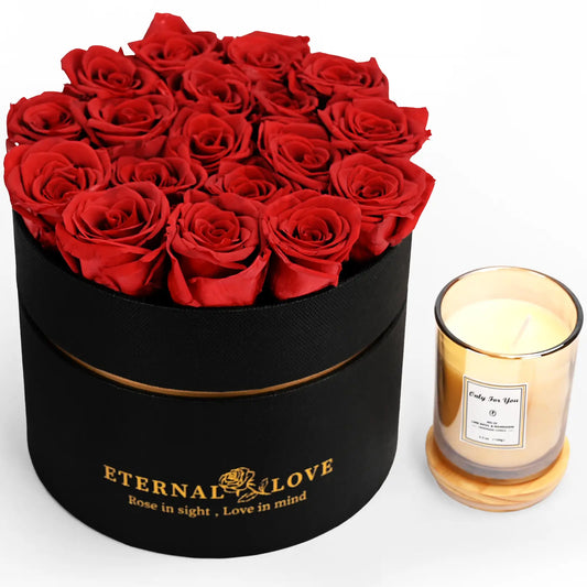 LIFELUM Forever Flowers with Scented Candle in Box-Red Roses_01