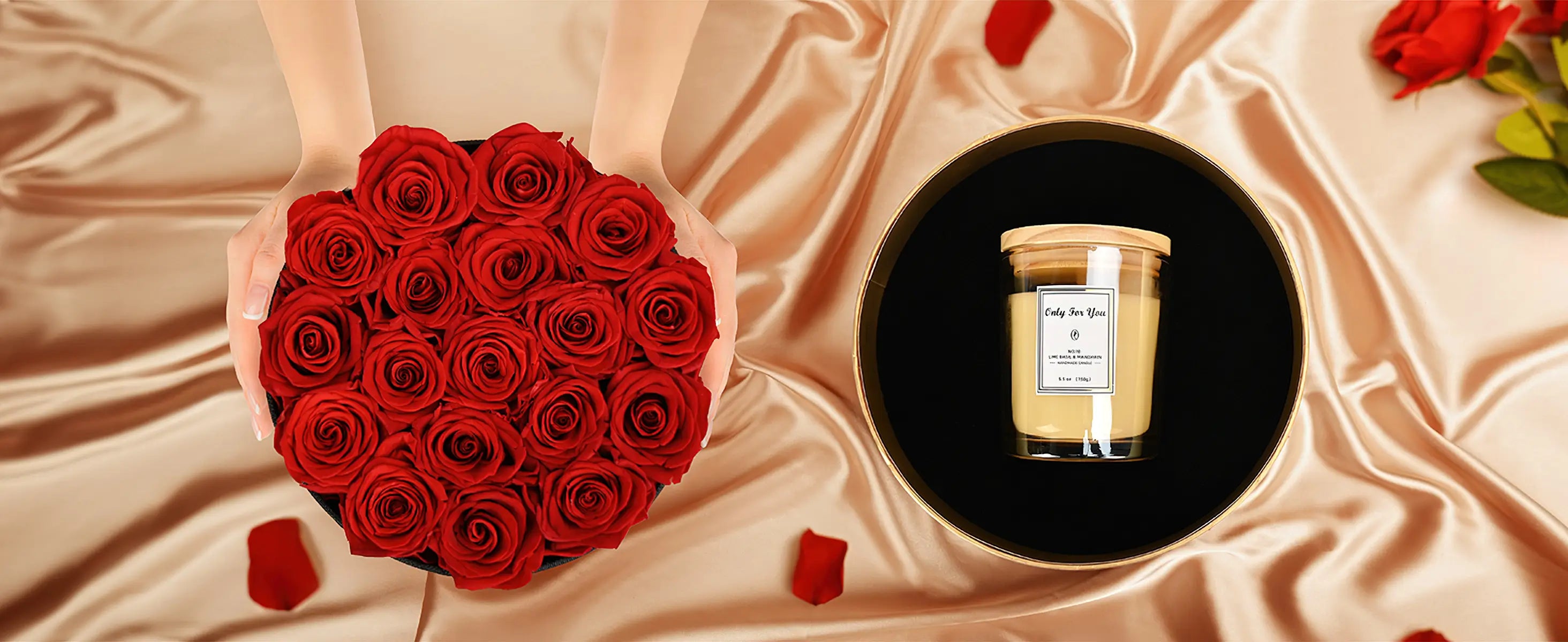 Lifelum Flowers with Scented Candle in Box-18 Red Roses+Candlesluxury Scented